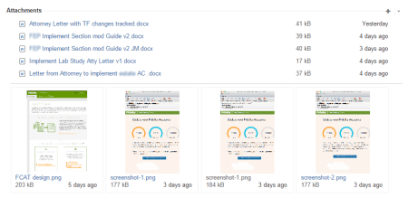 JIRA attachments screenshots